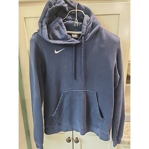 Rare VTG NIKE Right Side Small Swoosh Pullover Hoodie Sweatshirt 2000s Blue Kids